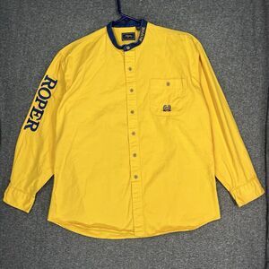 Vintage Roper Shirt Mens XL Yellow Denim Band Collar Rodeo western‎